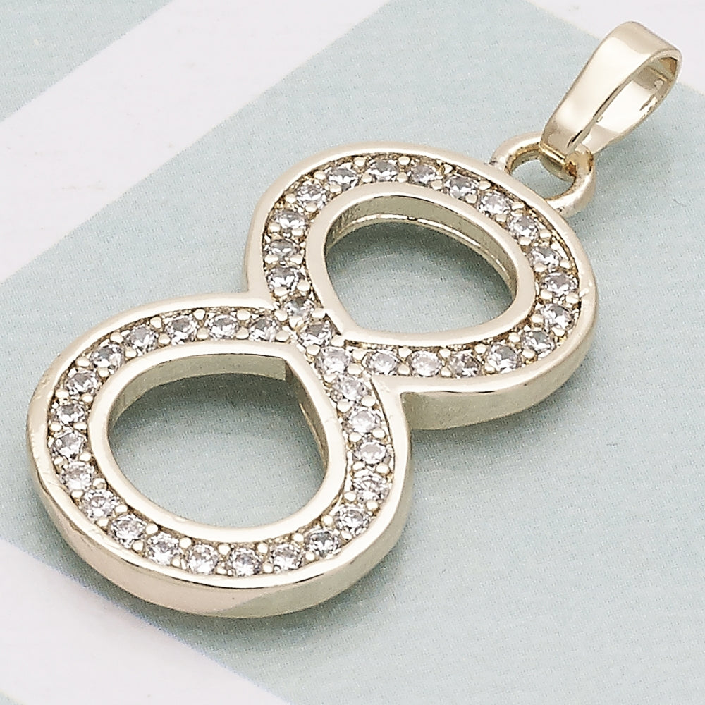 Oro Laminado Fancy Pendant, Gold Filled Style with White Cubic Zirconia, Polished, Golden Finish