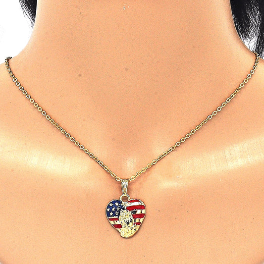 Oro Laminado Religious Pendant, Gold Filled Style Heart and Hand of God Design, Polished, Golden Finish