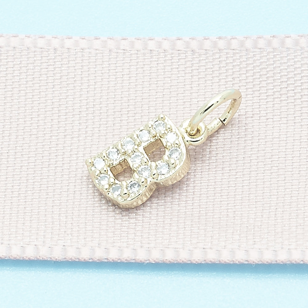 Oro Laminado Fancy Pendant, Gold Filled Style Initials Design, with White Cubic Zirconia, Polished, Golden Finish