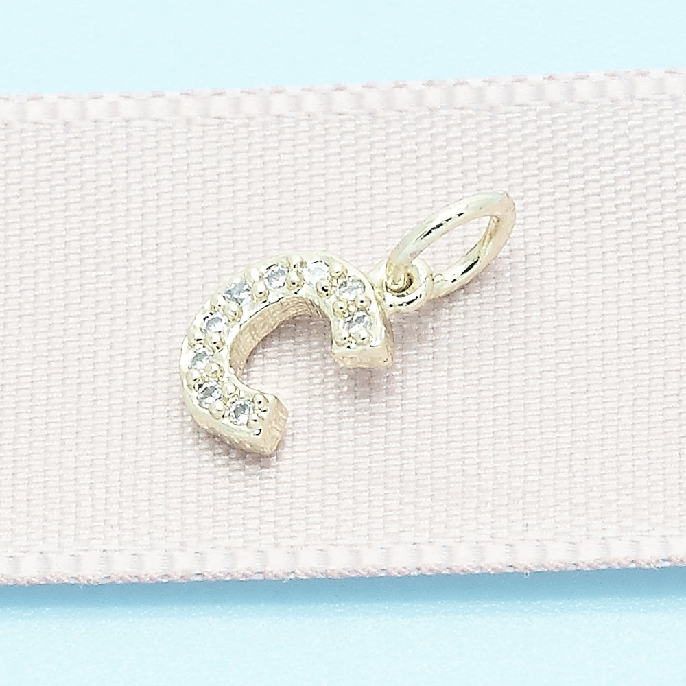 Oro Laminado Fancy Pendant, Gold Filled Style Initials Design, with White Cubic Zirconia, Polished, Golden Finish