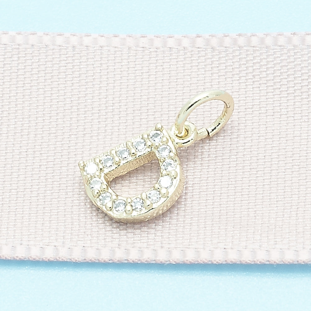 Oro Laminado Fancy Pendant, Gold Filled Style Initials Design, with White Cubic Zirconia, Polished, Golden Finish