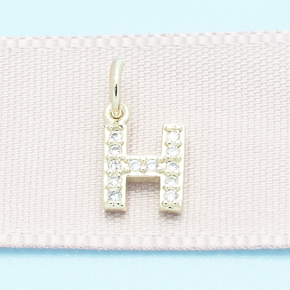 Oro Laminado Fancy Pendant, Gold Filled Style Initials Design, with White Cubic Zirconia, Polished, Golden Finish