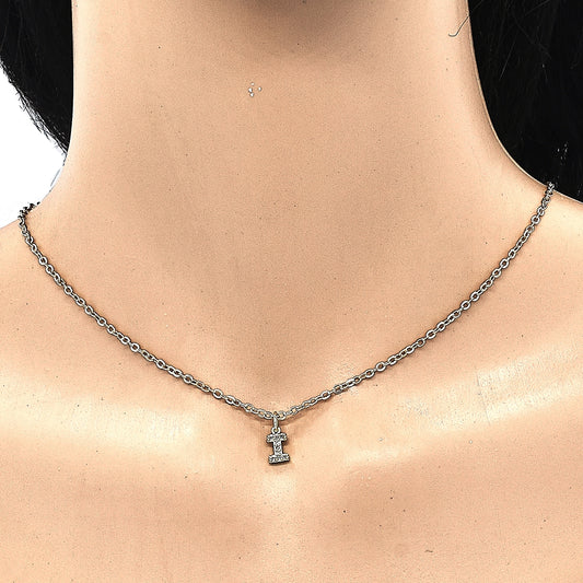 Oro Laminado Fancy Pendant, Gold Filled Style Initials Design, with White Cubic Zirconia, Polished, Golden Finish