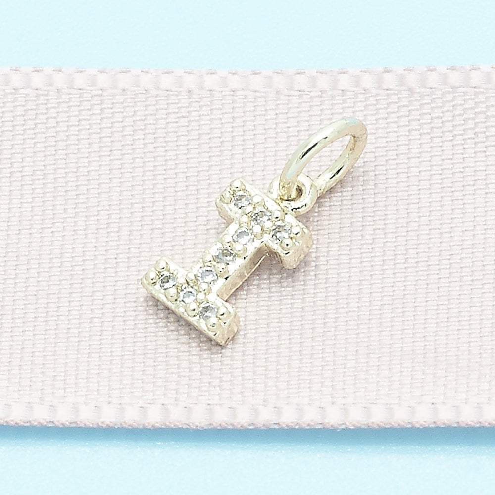 Oro Laminado Fancy Pendant, Gold Filled Style Initials Design, with White Cubic Zirconia, Polished, Golden Finish
