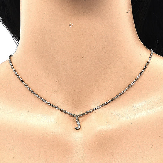 Oro Laminado Fancy Pendant, Gold Filled Style Initials Design, with White Cubic Zirconia, Polished, Golden Finish
