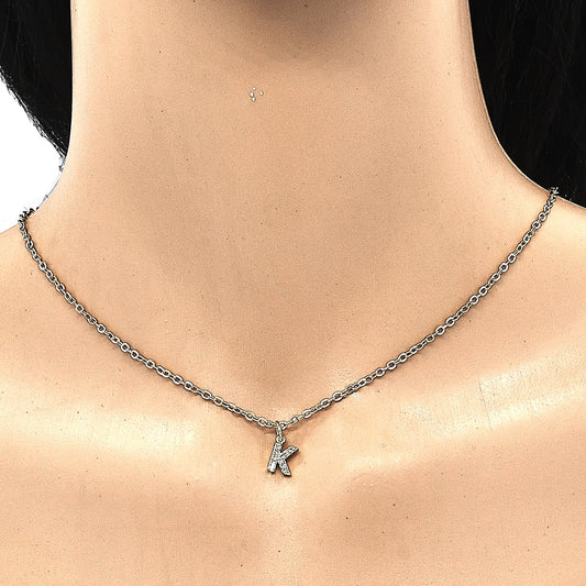 Oro Laminado Fancy Pendant, Gold Filled Style Initials Design, with White Cubic Zirconia, Polished, Golden Finish