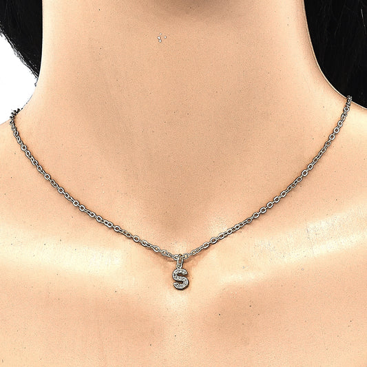 Oro Laminado Fancy Pendant, Gold Filled Style Initials Design, with White Cubic Zirconia, Polished, Golden Finish