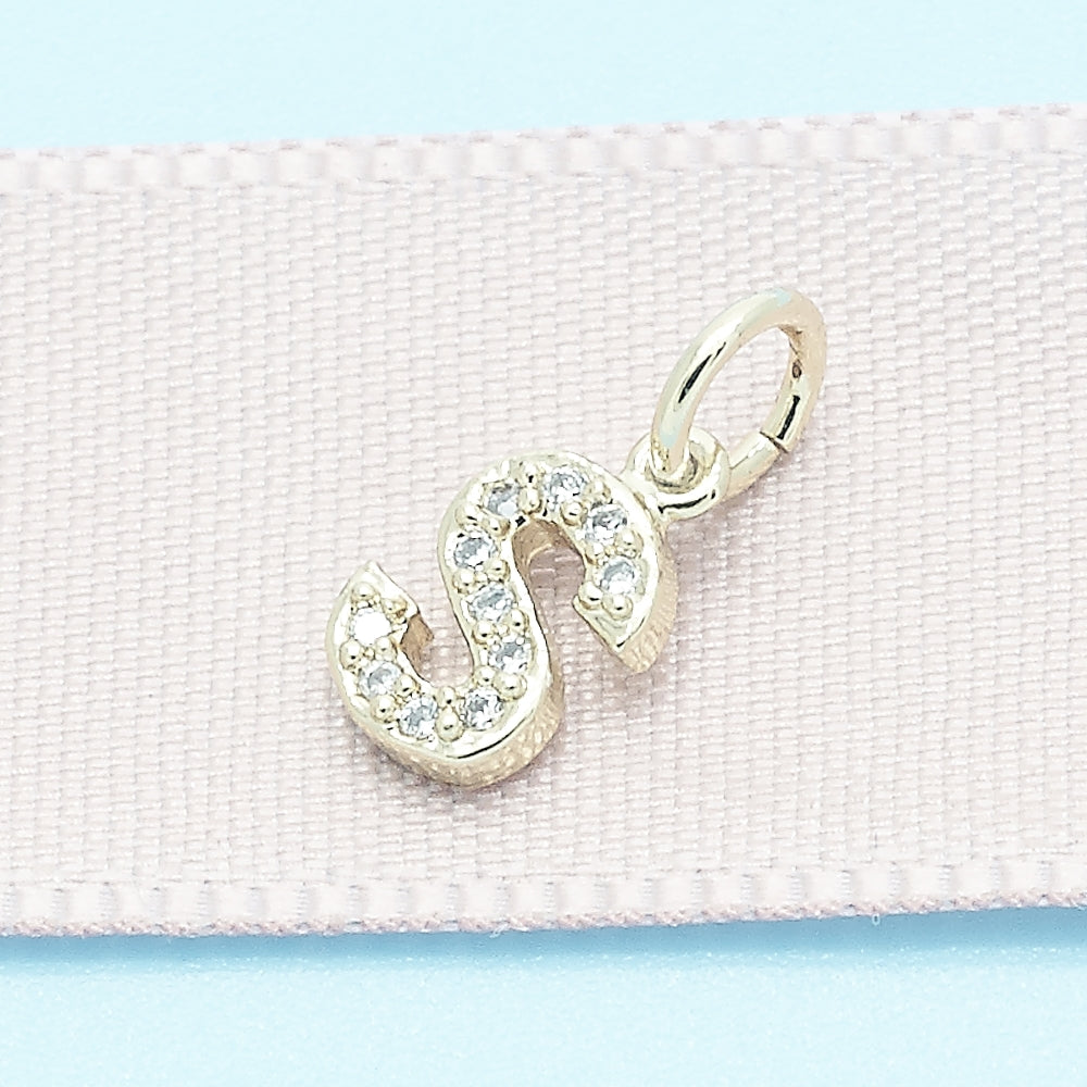 Oro Laminado Fancy Pendant, Gold Filled Style Initials Design, with White Cubic Zirconia, Polished, Golden Finish