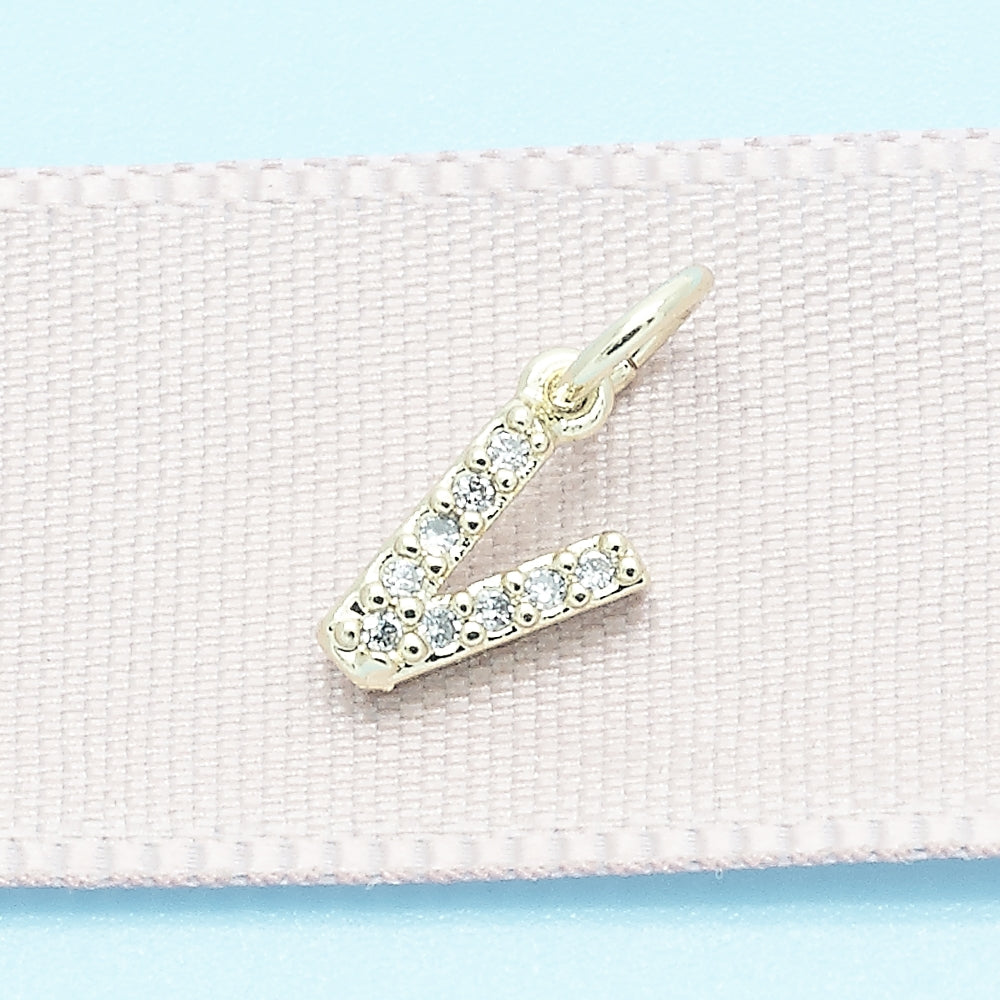 Oro Laminado Fancy Pendant, Gold Filled Style Initials Design, with White Cubic Zirconia, Polished, Golden Finish