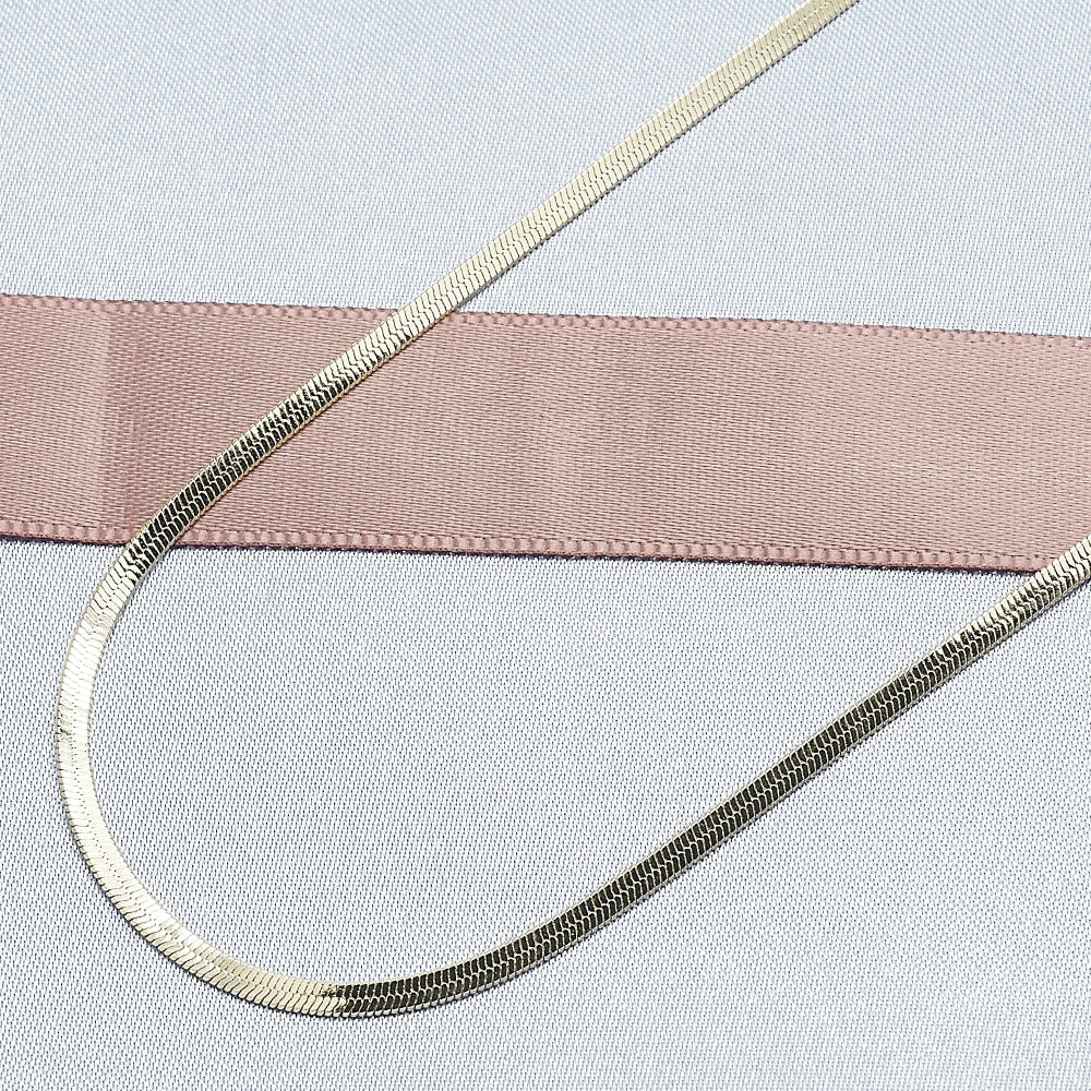 Oro Laminado Basic Necklace, Gold Filled Style Herringbone Design, Polished, Golden Finish