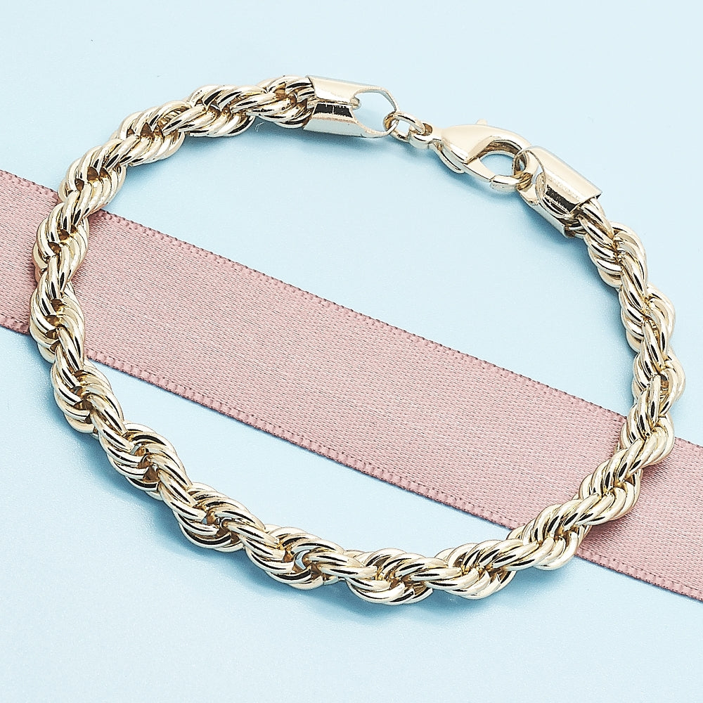 Oro Laminado Basic Bracelet, Gold Filled Style Rope Design, Polished, Golden Finish