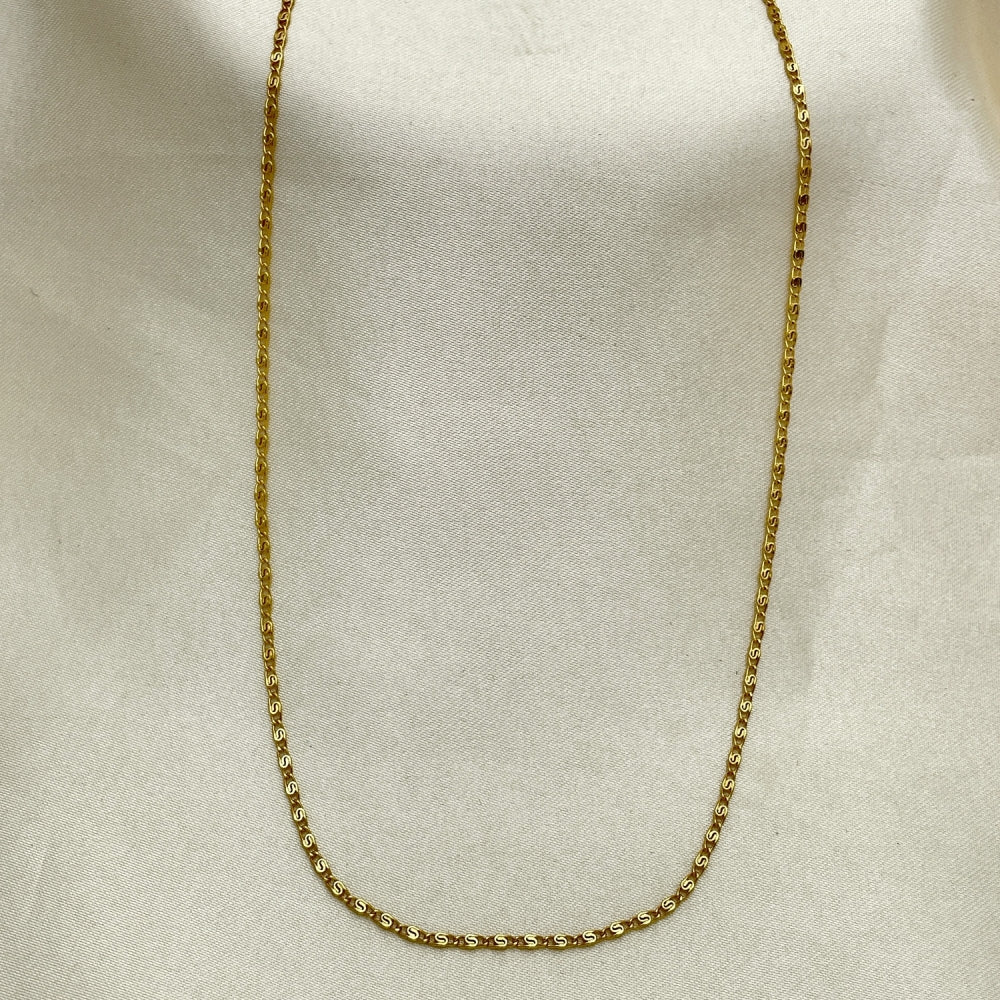 Oro Laminado Basic Necklace, Gold Filled Style Mariner Design, Polished, Golden Finish