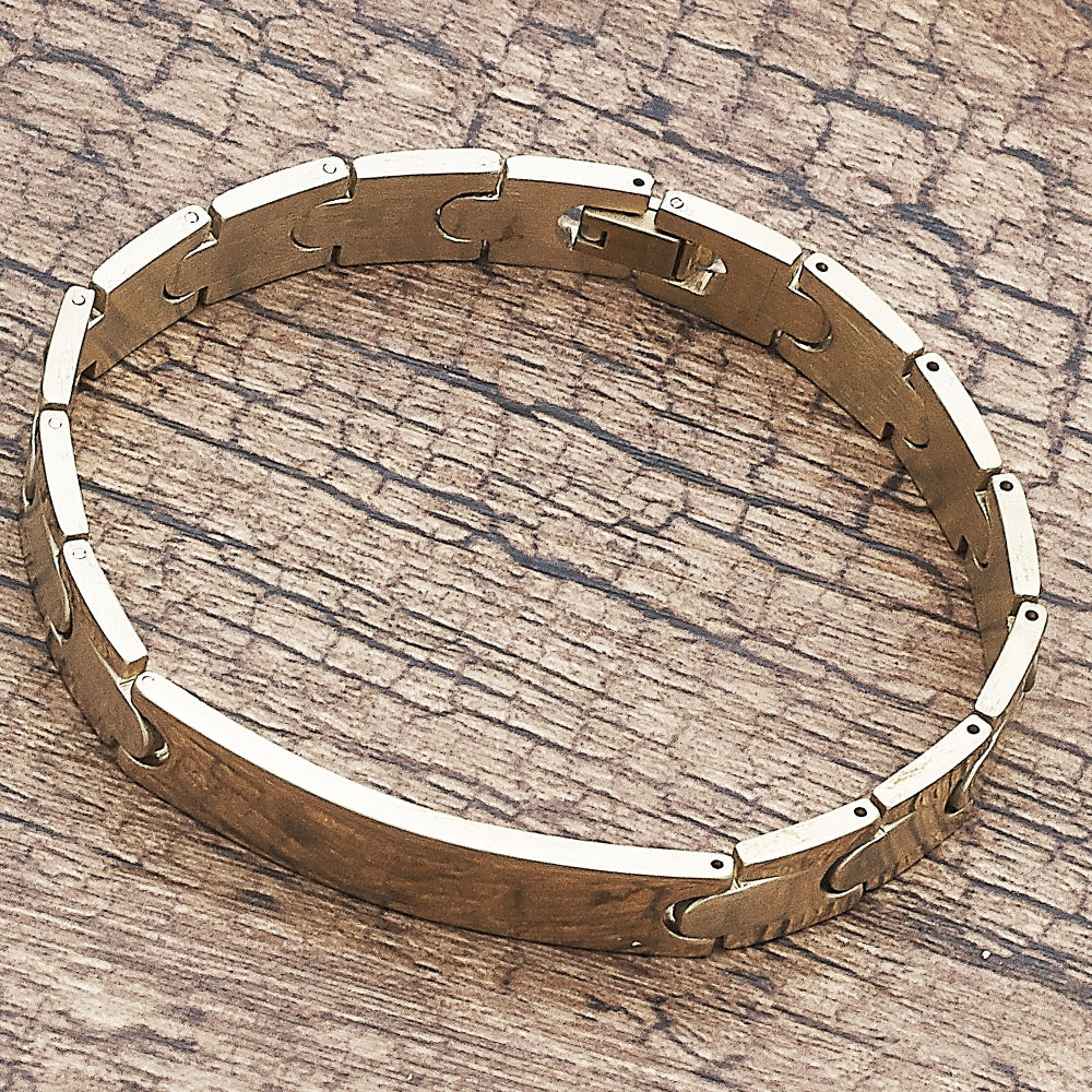Stainless Steel Solid Bracelet, Polished, Golden Finish