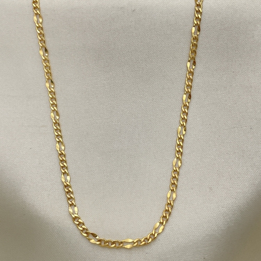 Oro Laminado Basic Necklace, Gold Filled Style Figaro Design, Polished, Golden Finish