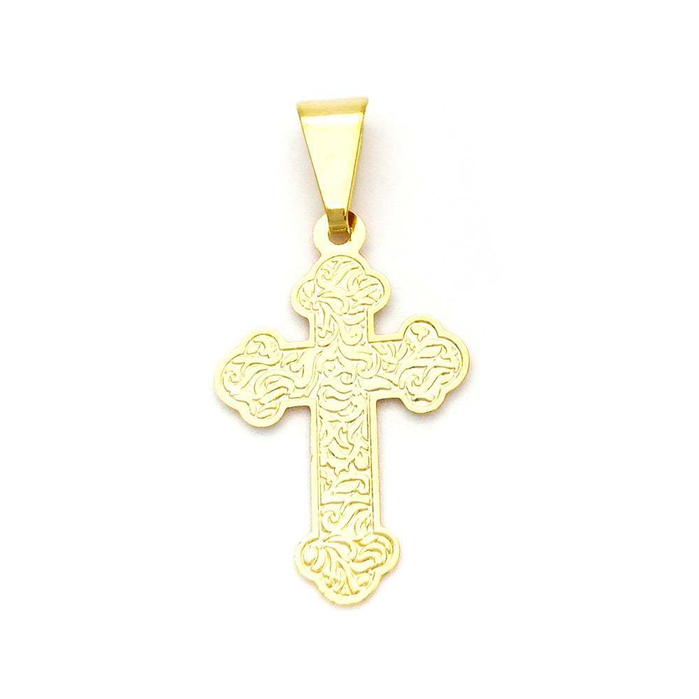 Oro Laminado Religious Pendant, Gold Filled Style Cross Design, Polished, Golden Finish