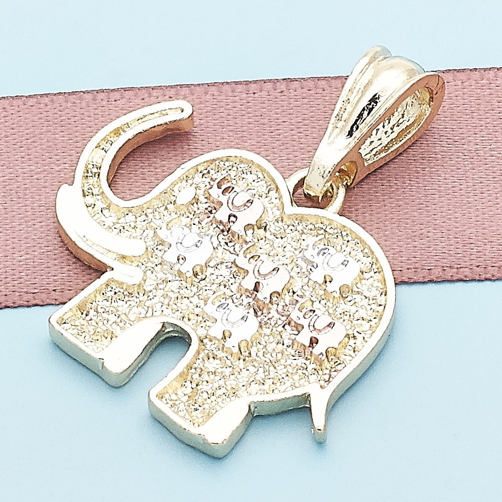 Oro Laminado Fancy Pendant, Gold Filled Style Elephant Design, Polished, Tricolor