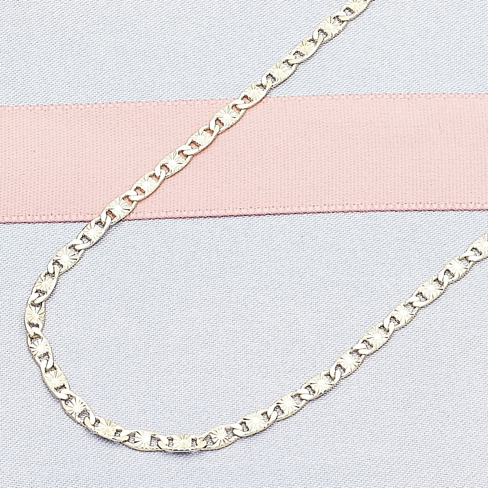 Oro Laminado Basic Necklace, Gold Filled Style Mariner Design, Diamond Cutting Finish, Golden Finish