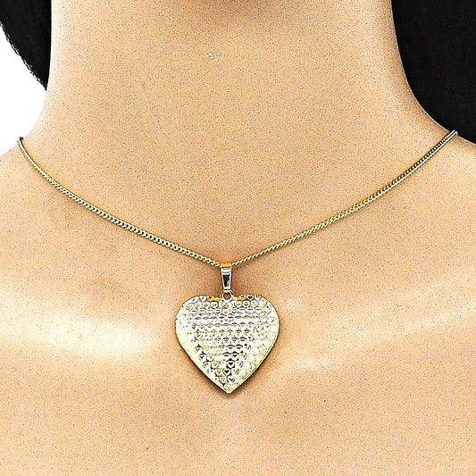 Oro Laminado Locket Pendant, Gold Filled Style Heart Design, Polished, Golden Finish
