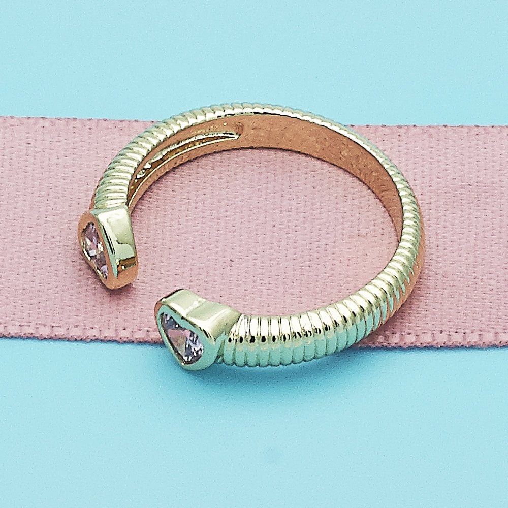 Oro Laminado Multi Stone Ring, Gold Filled Style Heart Design, with Pink Cubic Zirconia, Polished, Golden Finish