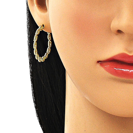 Oro Laminado Medium Hoop, Gold Filled Style Twist Design, Polished, Golden Finish