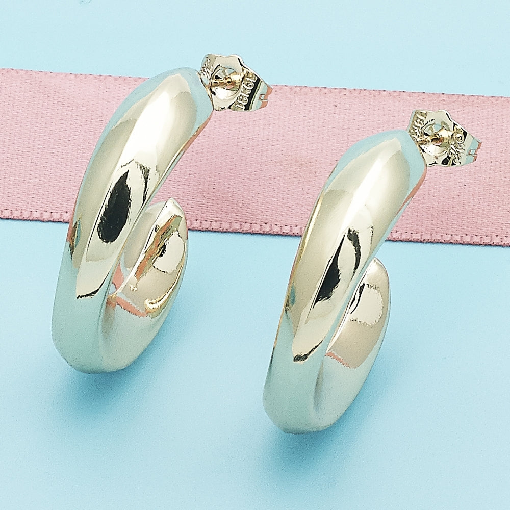 Oro Laminado Stud Earring, Gold Filled Style Hollow Design, Polished, Golden Finish