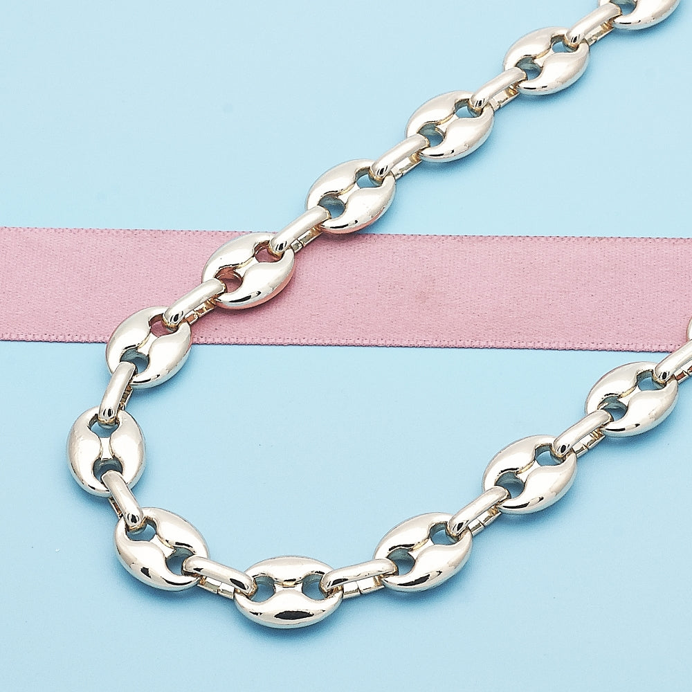 Oro Laminado Fancy Necklace, Gold Filled Style Puff Mariner Design, Polished, Golden Finish
