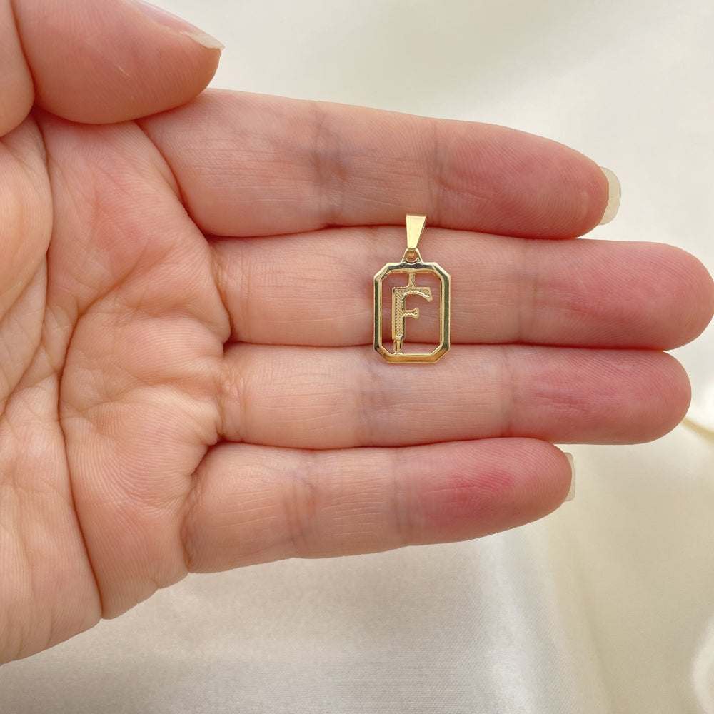 Oro Laminado Fancy Pendant, Gold Filled Style Initials Design, Polished, Golden Finish