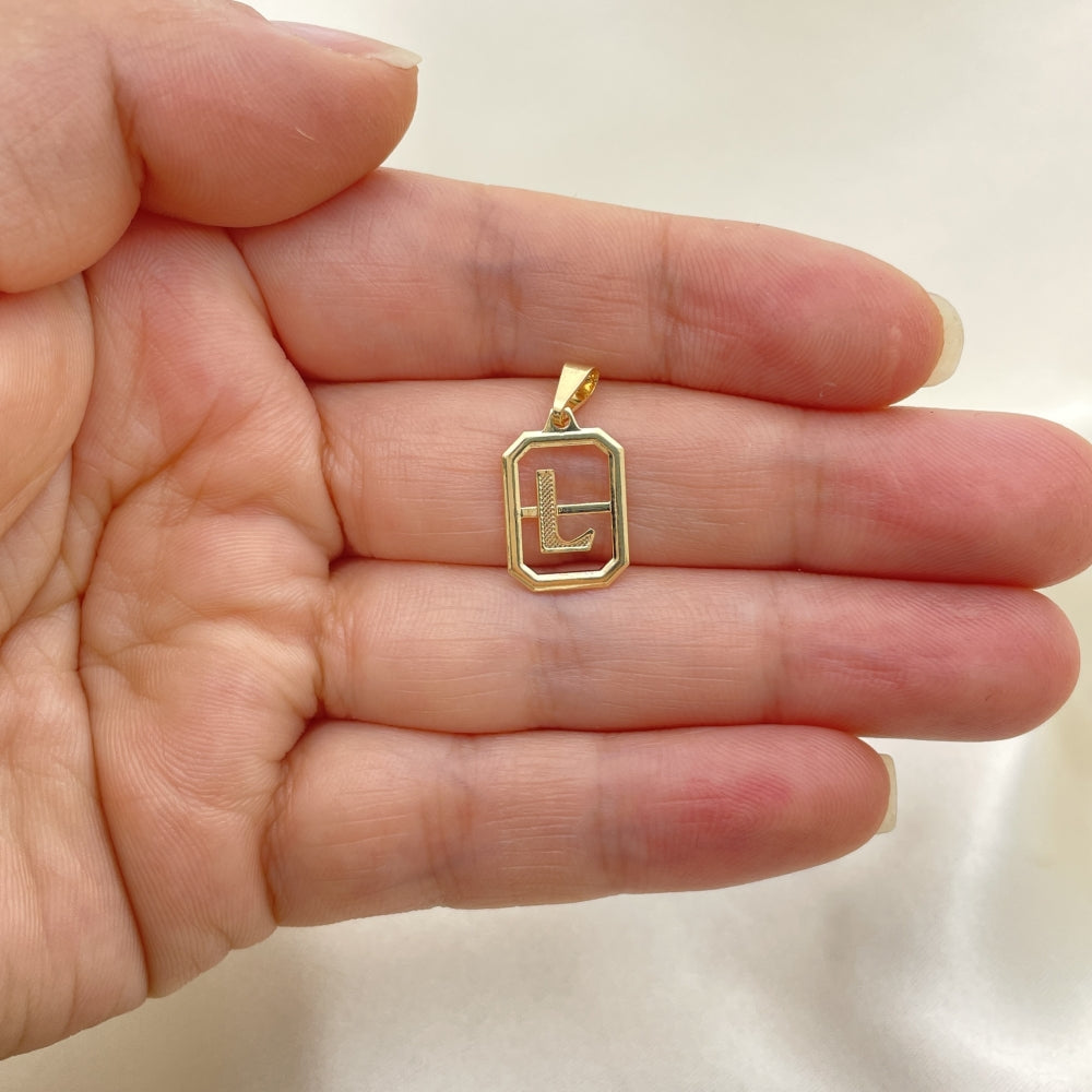 Oro Laminado Fancy Pendant, Gold Filled Style Initials Design, Polished, Golden Finish