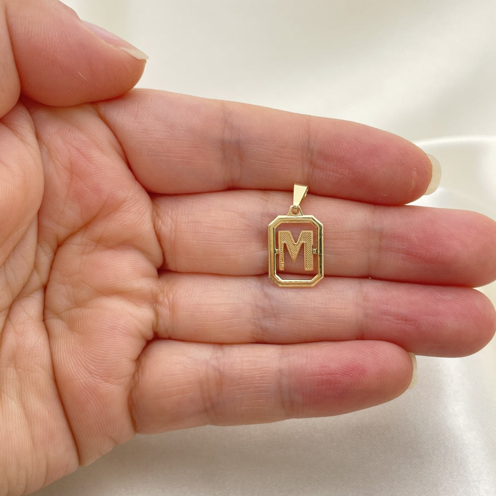 Oro Laminado Fancy Pendant, Gold Filled Style Initials Design, Polished, Golden Finish