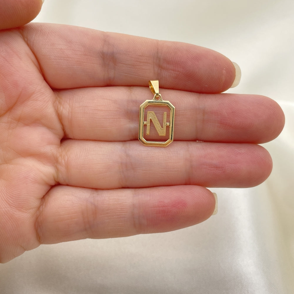 Oro Laminado Fancy Pendant, Gold Filled Style Initials Design, Polished, Golden Finish