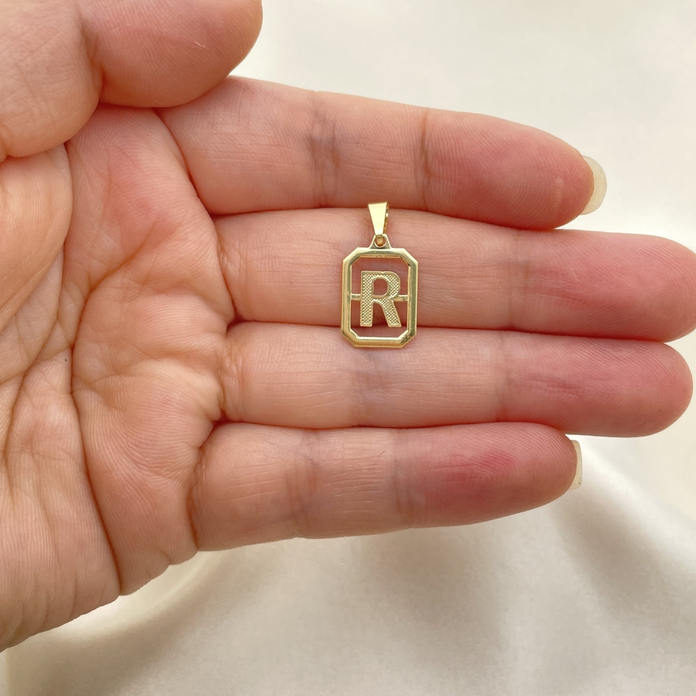 Oro Laminado Fancy Pendant, Gold Filled Style Initials Design, Polished, Golden Finish