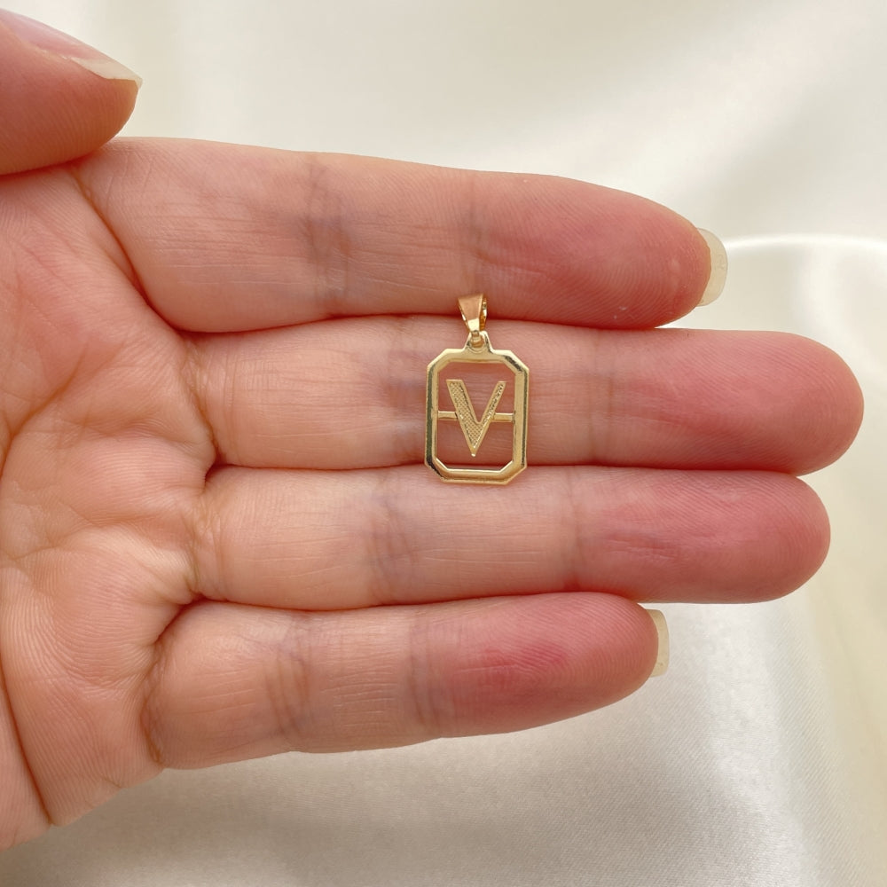 Oro Laminado Fancy Pendant, Gold Filled Style Initials Design, Polished, Golden Finish