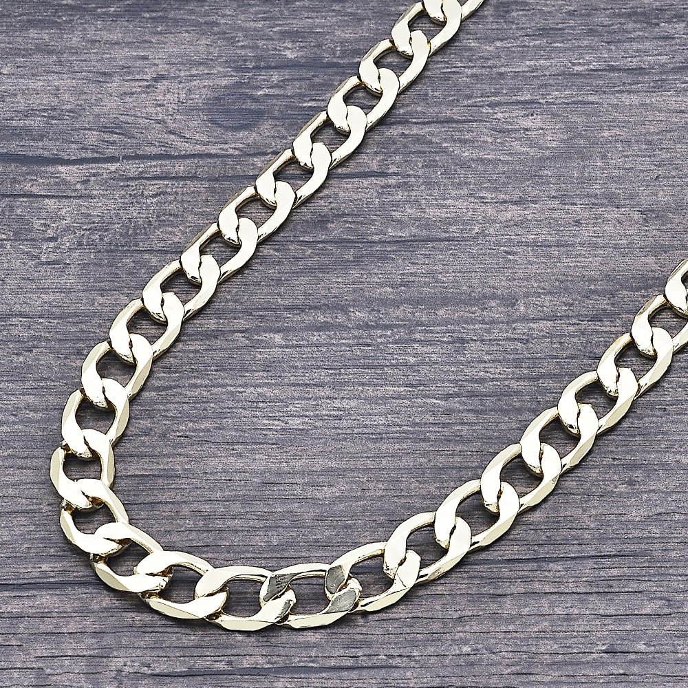 Oro Laminado Basic Necklace, Gold Filled Style Curb Design, Polished, Golden Finish