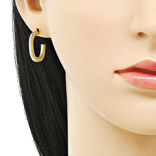 Oro Laminado Small Hoop, Gold Filled Style Diamond Cutting Finish, Golden Finish