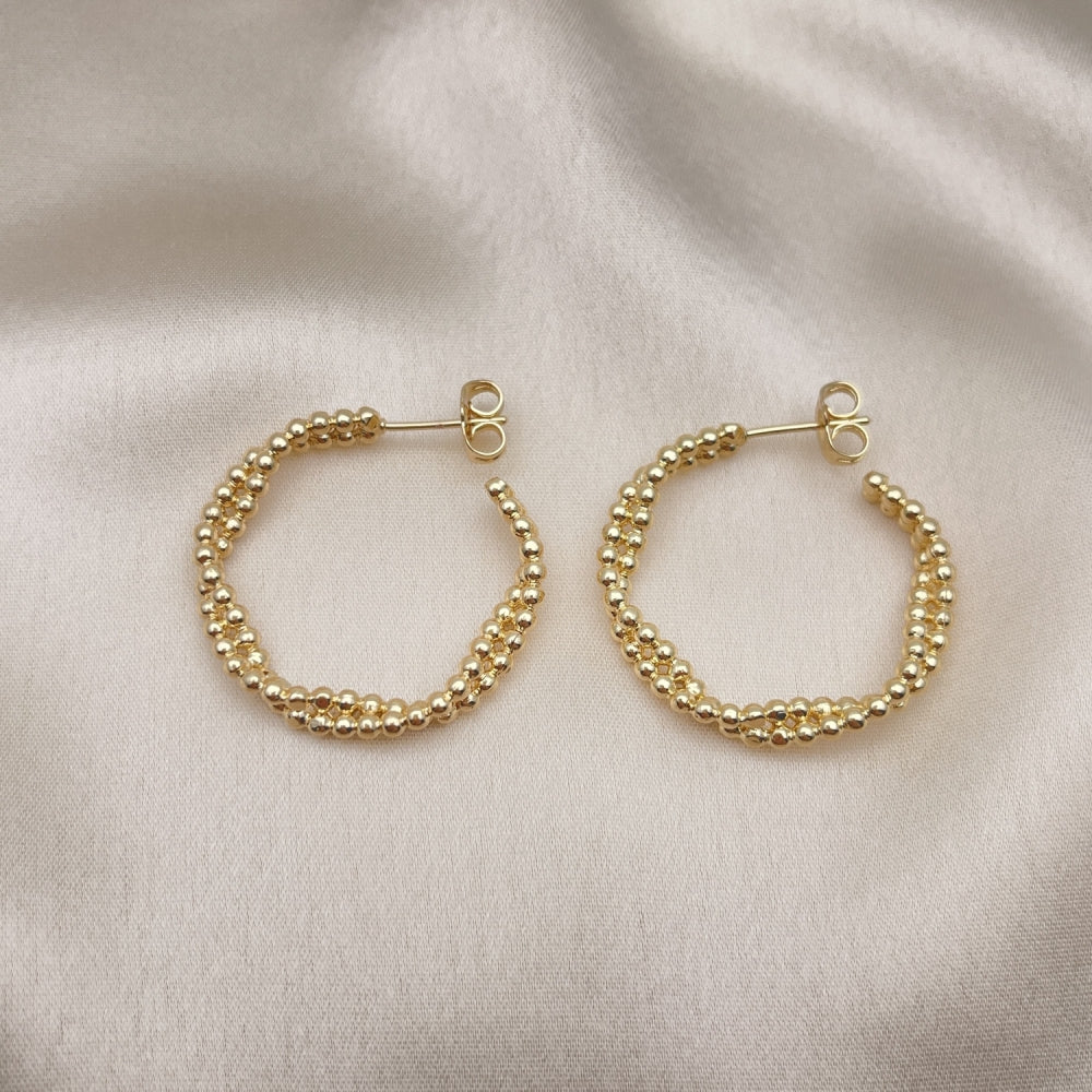 Oro Laminado Medium Hoop, Gold Filled Style Twist Design, Polished, Golden Finish