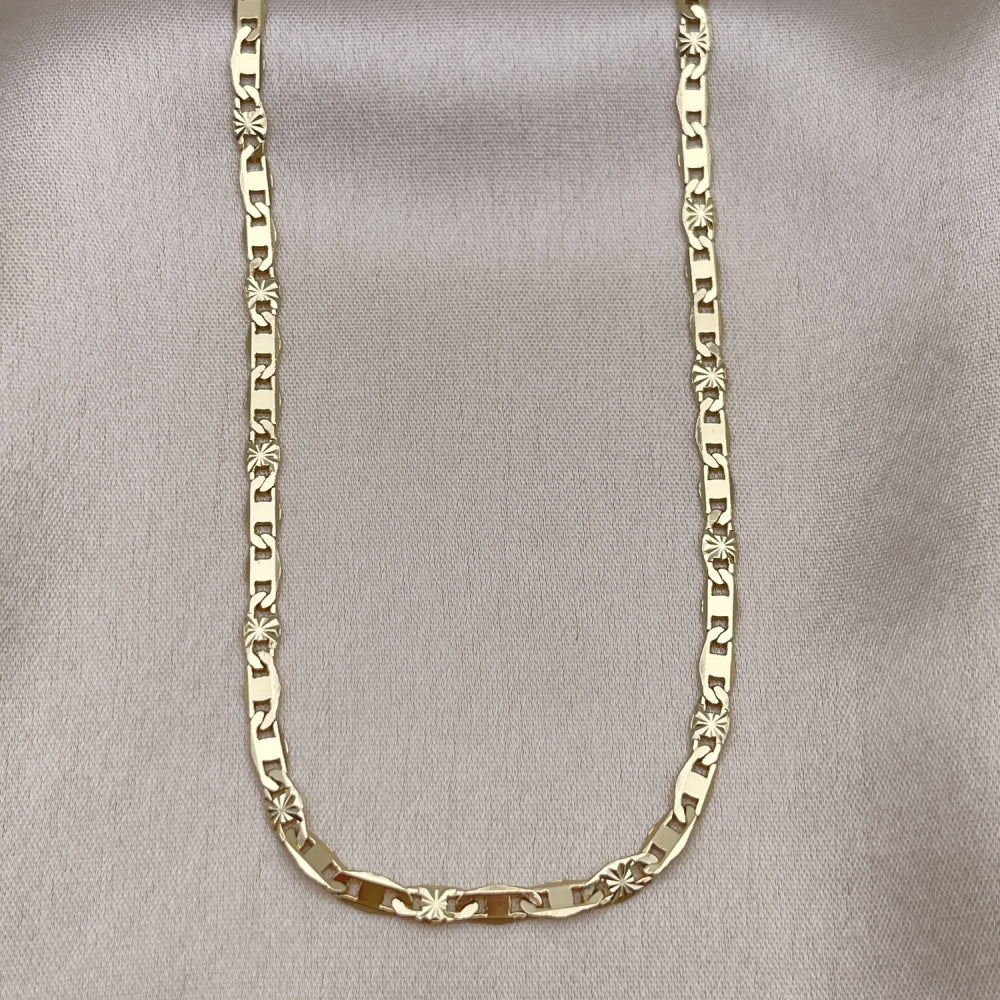 Oro Laminado Basic Necklace, Gold Filled Style Mariner Design, Diamond Cutting Finish, Golden Finish