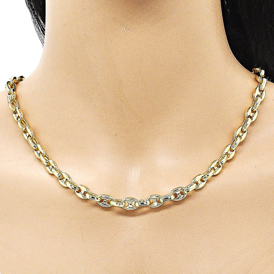 Oro Laminado Fancy Necklace, Gold Filled Style Puff Mariner Design, Polished, Golden Finish