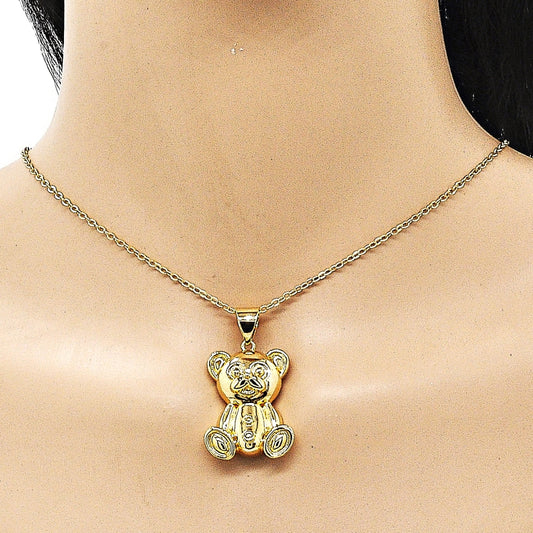 Oro Laminado Fancy Pendant, Gold Filled Style Teddy Bear Design, Polished, Golden Finish