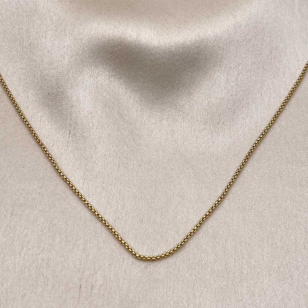 Oro Laminado Basic Necklace, Gold Filled Style Box Design, Polished, Golden Finish