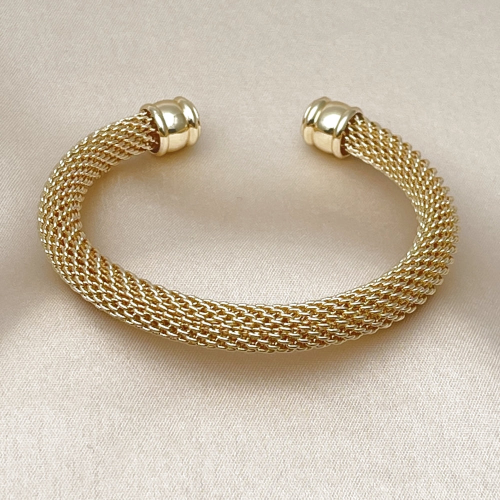 Oro Laminado Individual Bangle, Gold Filled Style Filigree Design, Polished, Golden Finish