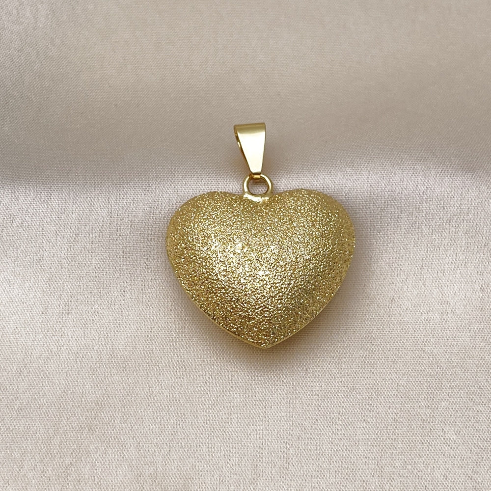 Oro Laminado Fancy Pendant, Gold Filled Style Heart and Hollow Design, Matte Finish, Golden Finish