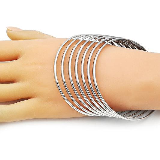 Rhodium Gold Filled Semanario Bangle, Polished, Rhodium Finish