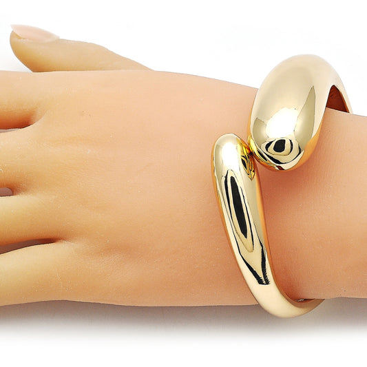 Oro Laminado Individual Bangle, Gold Filled Style Teardrop Design, Polished, Golden Finish