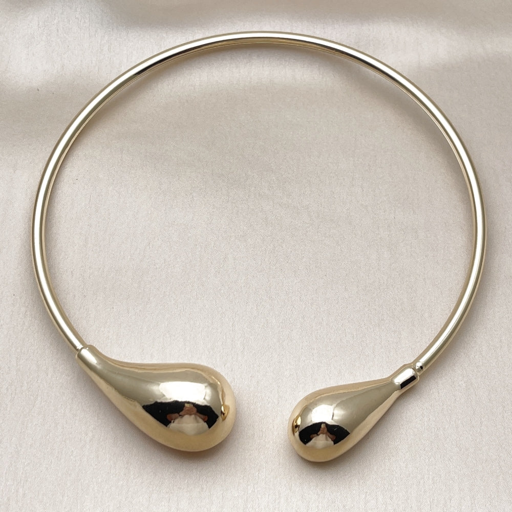 Oro Laminado Fancy Necklace, Gold Filled Style Teardrop Design, Polished, Golden Finish