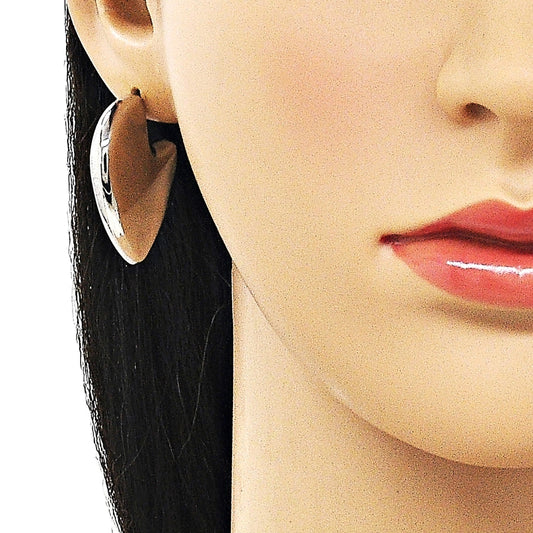 Rhodium Gold Filled Stud Earring, Heart and Hollow Design, Polished, Rhodium Finish