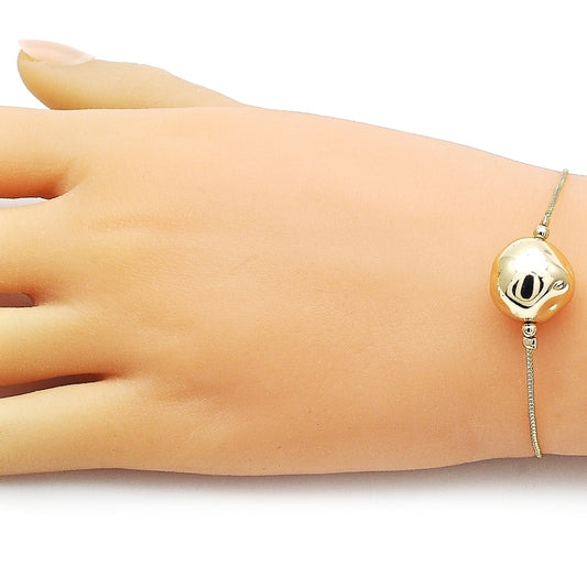 Oro Laminado Fancy Bracelet, Gold Filled Style Box Design, Polished, Golden Finish
