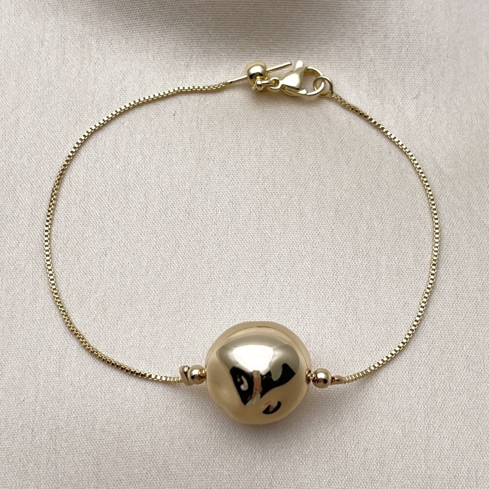 Oro Laminado Fancy Bracelet, Gold Filled Style Box Design, Polished, Golden Finish
