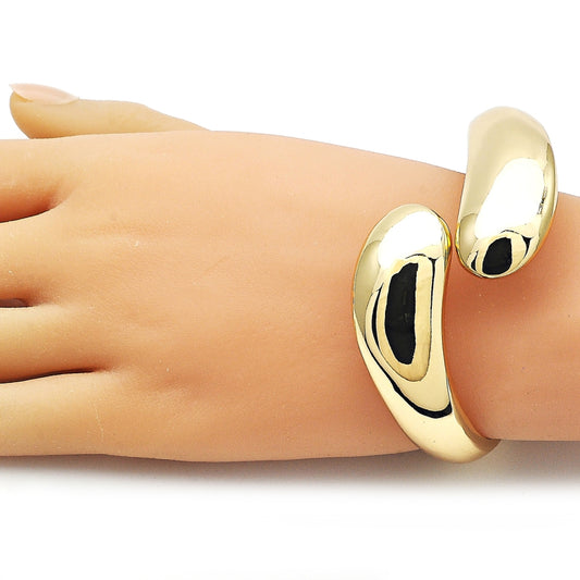 Oro Laminado Individual Bangle, Gold Filled Style Teardrop Design, Polished, Golden Finish