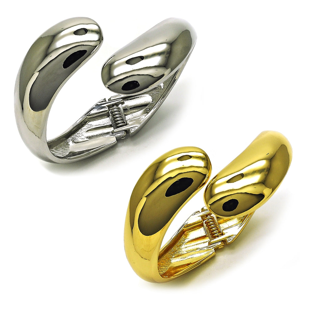 Oro Laminado Individual Bangle, Gold Filled Style Teardrop Design, Polished, Golden Finish