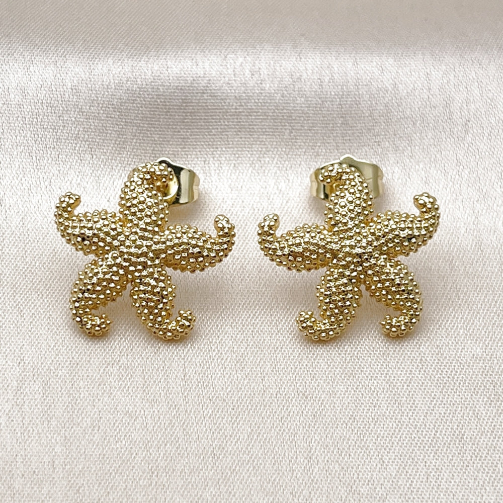 Oro Laminado Stud Earring, Gold Filled Style Star Design, Polished, Golden Finish